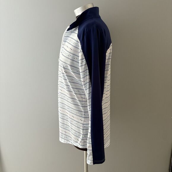 SanSoleil 1/4 Zip Pullover Womens Large Blue White Print UV 50 Golf Pickleball - Picture 5 of 16